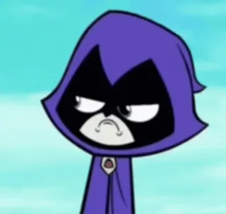 🟣 d33fa133 Raven Teen Titans Go! 레이븐, 틴 타이탄 고!, 만화, 캐릭터, 보라색, 무표정 telegram sticker