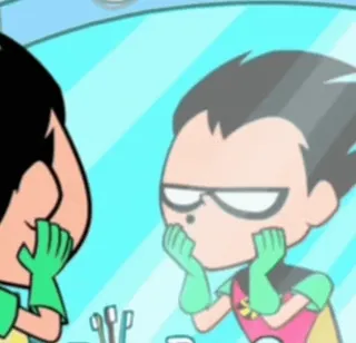 🔥 ee0d0caa Robin Teen Titans Go! 만화, 로빈, 틴 타이탄 GO!, 거울, 반사 telegram sticker