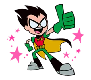 😄 0717c764 Robin Teen Titans Go! cartoon, superhero, teen titans, robin, thumbs up telegram sticker