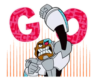 😚 08211e21 Cyborg Teen Titans Go! GO cyborg, teen titans, go, cartoon, superhero telegram sticker