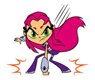 😠 2710e131 Starfire Teen Titans Go! starfire, teen titans, superhero, cartoon, fighting pose telegram sticker