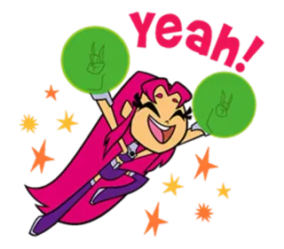 😃 5fe9d41b Starfire Teen Titans Go! yeah! superhero, cartoon, girl, happy, yeah telegram sticker