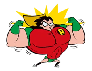 😅 affd77a1 Robin Teen Titans superhero, cartoon, muscles, teen titans, buff telegram sticker