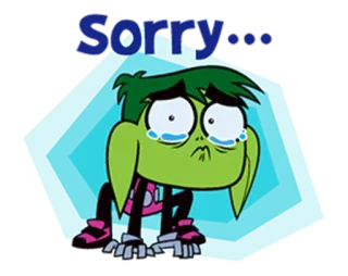 😗 f2f1c5db Beast Boy Teen Titans SORRY... apology, sorry, cartoon, crying, teen titans, beast boy telegram sticker