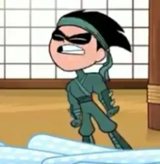 ✨ 2097491c Robin Teen Titans Go! 만화, 슈퍼히어로, 닌자, 화난 telegram sticker