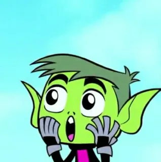 ✨ 7b9cd0a1 Beast Boy Teen Titans Go! 만화, 비스트 보이, 틴 타이탄 GO!, 놀란, 초록색, 표정, 애니메이션 telegram sticker