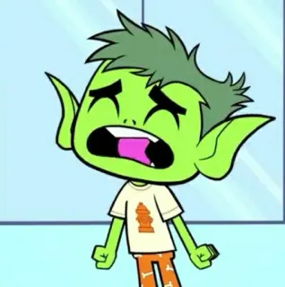 ✨ c3add2c2 Beast Boy Teen Titans Go! 만화, 틴 타이탄, 초록색, 캐릭터, 울음 telegram sticker