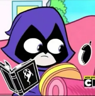 ✨ ed480303 Raven Teen Titans Go! 레이븐, 틴 타이탄 고!, 만화, 슈퍼 히어로, 마법, 책, 유령 telegram sticker