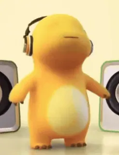 ✨ 0e9e6525 黄色, 动物, 耳机, 音乐, 卡通, 可爱, 跳舞 telegram sticker