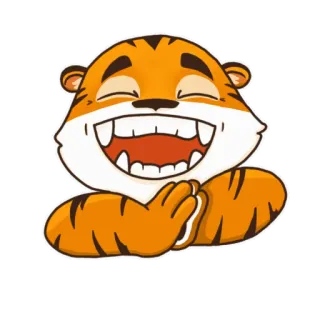 🤩 129fcff7 호랑이, 동물, 행복한, 웃는, 귀여운, 만화, 일러스트 telegram sticker