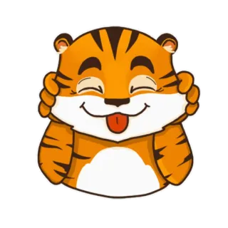 😝 6ded5a3b 호랑이, 만화, 귀여운, 동물, 웃긴, 스티커, 장난기있는, 혀 telegram sticker