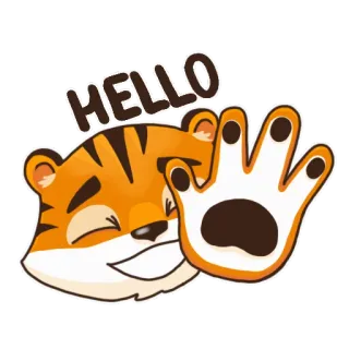 👋 93ae5e52 HELLO 호랑이, 안녕하세요, 인사, 만화, 동물, 친근한 telegram sticker