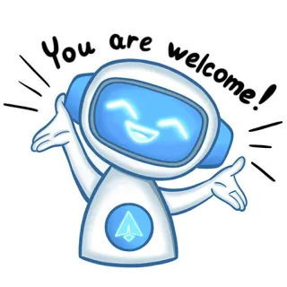 👋 83d6fc3e You are welcome! robot, welkom, begroeting, vriendelijk, cartoon, digitaal telegram sticker