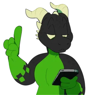 ☝️ 69933113 smok, kreskówka, antropomorficzny, obraźliwy gest, futrzak telegram sticker