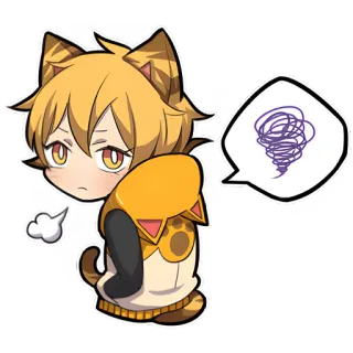 🤨 a104913d アニメ, 猫, 表情, 悲しい, キャラクター, ステッカー, 漫画 telegram sticker