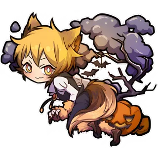 ☺️ b318e8f4 アニメ, 狐娘, ハロウィン, カボチャ, 可愛い, ちび telegram sticker