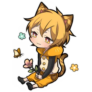 😊 b82de361 アニメ, 猫耳, ちび, かわいい, 蝶, 花, 可愛い telegram sticker