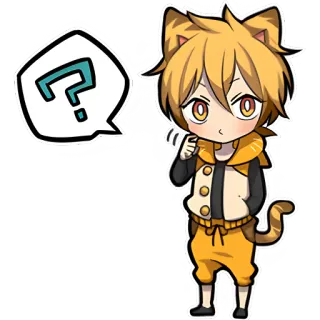 🤔 e484ed55 ? アニメ, 猫耳, はてなマーク, 可愛い, かわいい, キャラクター telegram sticker