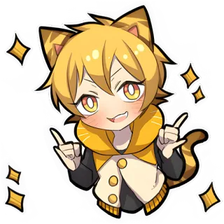 🤘 ed156d4a アニメ, 猫耳, キラキラ, かわいい, ステッカー, 獣人 telegram sticker