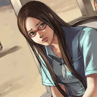 🙁 761c8707 อนิเมะ, ผู้หญิง, เศร้า, แว่นตา, ผมยาว whatsapp sticker