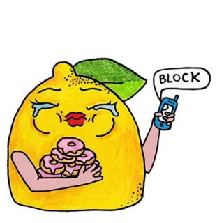 😭 0b661306 BLOCK limão, rosquinhas, telefone, bloqueio, comida, fruta telegram sticker