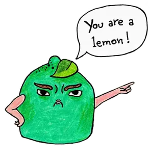 😠 61561dbc You are a lemon! limão, lima, bravo, fruta, insulto telegram sticker