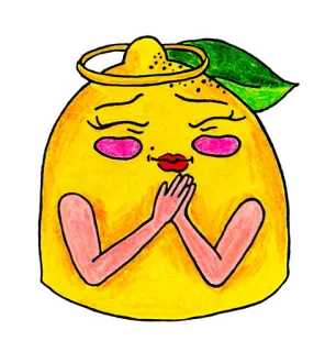 😇 ee3540c3 limão, fruta, desenho animado, fofo, auréola, rezando telegram sticker