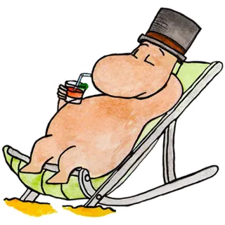 🍹 5df215ea Moomin Moomin, playa, relajante, dibujos animados, lindo, verano, bebida telegram sticker