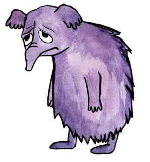 😩 93f71564 morado, triste, monstruo, criatura, ilustración, dibujo animado, solo telegram sticker