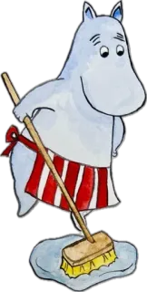 🧹 c38b5954 Moomin Moomin, Dibujos animados, Cuqui, Moomin Troll, Delantal, Limpieza, Doméstico telegram sticker