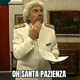 😮 e29d4286 OH SANTA PAZIENZA 表情包, 沮丧, 意大利, 复古, 表情, 男人 telegram sticker