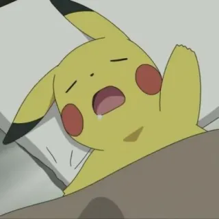 ⚡️ 0cfa9aad Pikachu Pokemon ポケモン, ピカチュウ, 疲れた, ベッド, 睡眠 telegram sticker