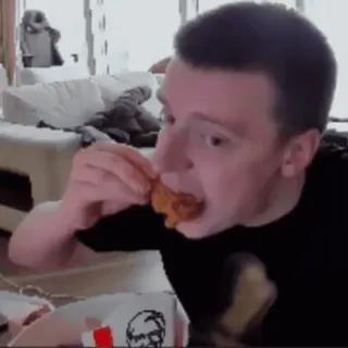 😋 de5ad522 comida, comendo, frango, KFC, retrato, homem telegram sticker