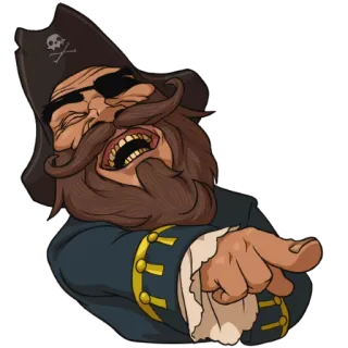 😂 f106d5e9 해적, 웃음, 가리키는, 만화, 해골, 안대, 턱수염 telegram sticker