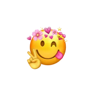 ❤️ 426b370e 表情符号, 笑脸, 和平标志, 眨眼, 爱心, 花, 可爱 whatsapp sticker