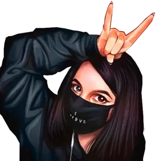 🤘 7784c846 Frau, Teufelshörner, Maske, Anime-Stil, Sticker telegram sticker
