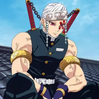 😔 c75e16e3 Tengen Uzui Demon Slayer anime, demon slayer, tengen uzui, swords, blood whatsapp sticker