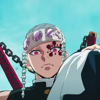 👿 cf049536 Tengen Uzui Demon Slayer anime, demon slayer, tengen uzui, sword, blood, combat whatsapp sticker