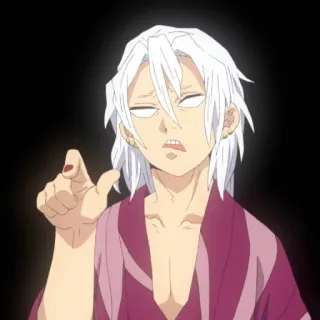 💎 7f729bad Anime, Personagem, Manto, Cabelo branco, Gesto com o dedo telegram sticker