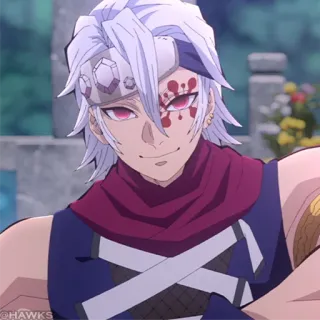 💎 ccb86320 Uzui Tengen Demon Slayer anime, swordsman, marks, white hair, Demon Slayer Corps telegram sticker