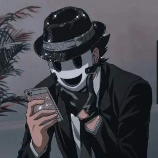 🎭 fd4cc4a9 动漫, 帽子, 面具, 闪光, 西装, 手机 telegram sticker