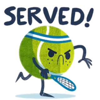 😇 7e512e33 SERVED! Теннис, Мяч, Спорт, Подача, Мультфильм telegram sticker