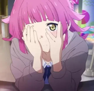 🥺 0305d538 anime, girl, shy, cute, pink hair telegram sticker