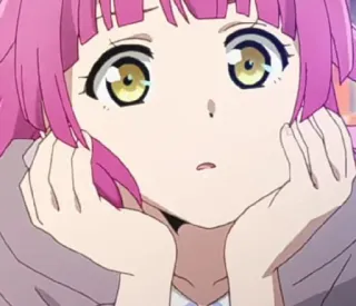 😯 3e45d53a anime, girl, pink hair, cute, expression, cartoon telegram sticker