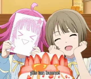 😋 6671bb12 ¡Es tan bueno! anime, cake, dessert, cute, friendship telegram sticker