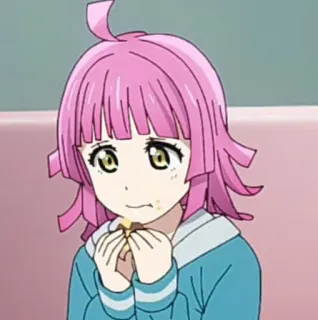 🍪 aa9d7576 anime, cartoon, girl, pink hair, cute, eating telegram sticker