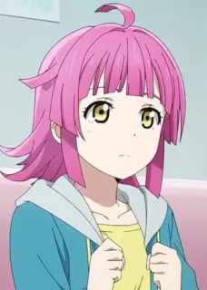 💪 ba616002 anime, girl, pink hair, cute, cartoon telegram sticker