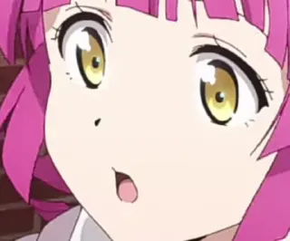 😯 bebbfe9c anime girl, surprised, pink hair, yellow eyes, cartoon, expression telegram sticker