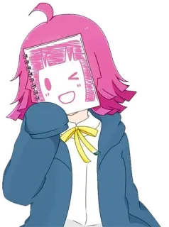 😆 d43bf321 anime, cartoon, girl, pink hair, cute, notebook, drawing telegram sticker