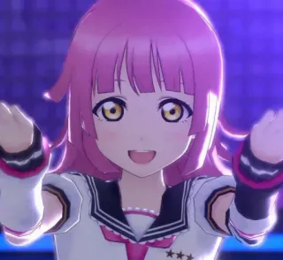 💜 d5a7b93d anime, girl, cute, uniform, idol, pink hair telegram sticker